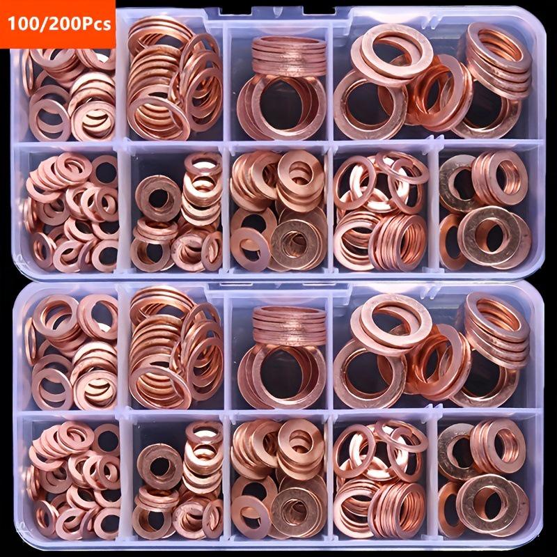 

100-Piece Copper Washer Set with Box - Sizes M5 to M14