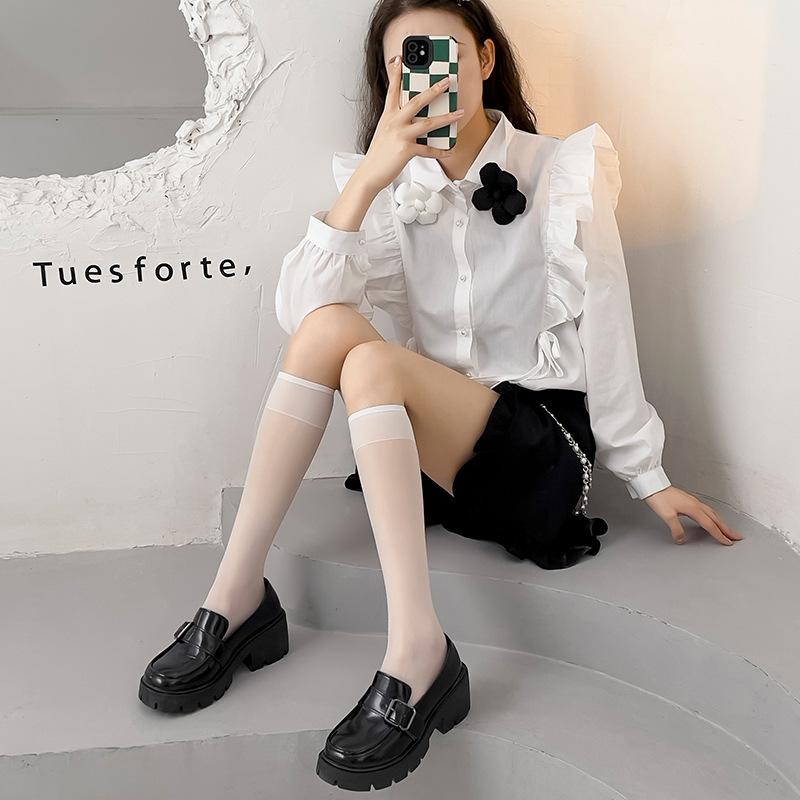 Stockings Spring And Summer Thin Women, Long Knee Socks Solid Color Anti-Hook Silk Sexy And Thin Jk Calf Socks Wholesale