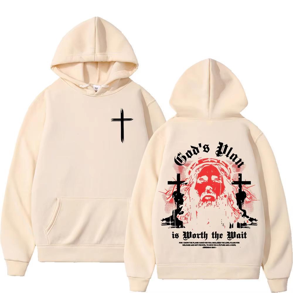 

Jesus Christ, God s Plan is Worth Bible Hoodies, Men s and Women s Clothing, Fashion Harajuku Sweatshirts 3XL