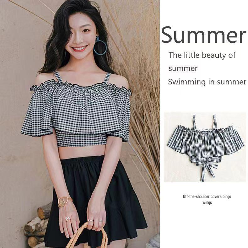Women s Off-Shoulder Slimming Split Skirt Swimsuit One Size - Wholesale Only