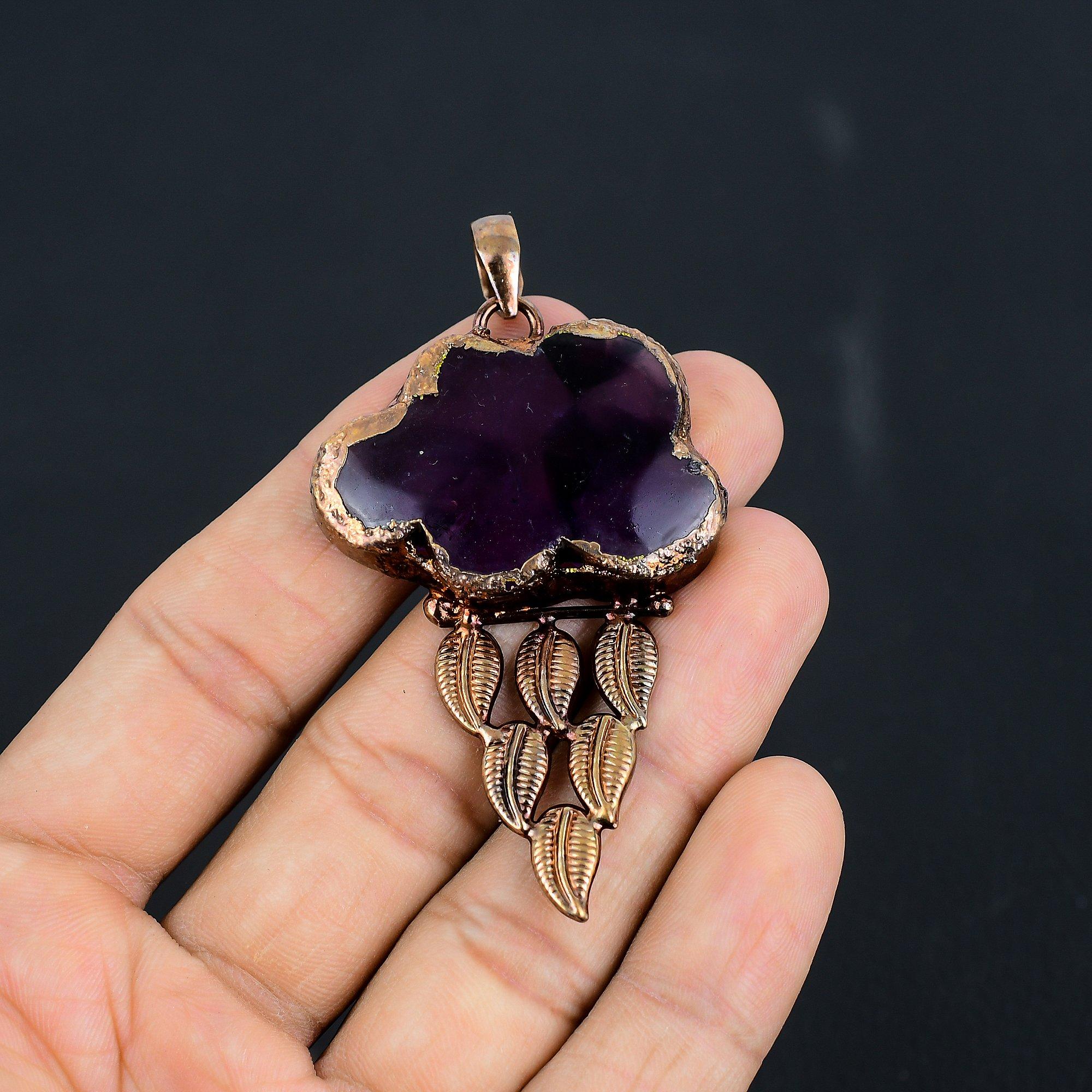 

Amethyst Electroformed Pendant, Handmade Gemstone Pendant Jewelry, Gifts For Wife Brand New Pendant 2.55 Inches