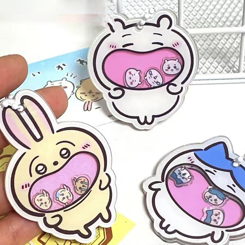 Japanese Anime Chiikawa Hachiware Usagi Mini Cute Acrylic Keychain Cartoon Animal Keyring Shake Toys Creative Rocking Pendant