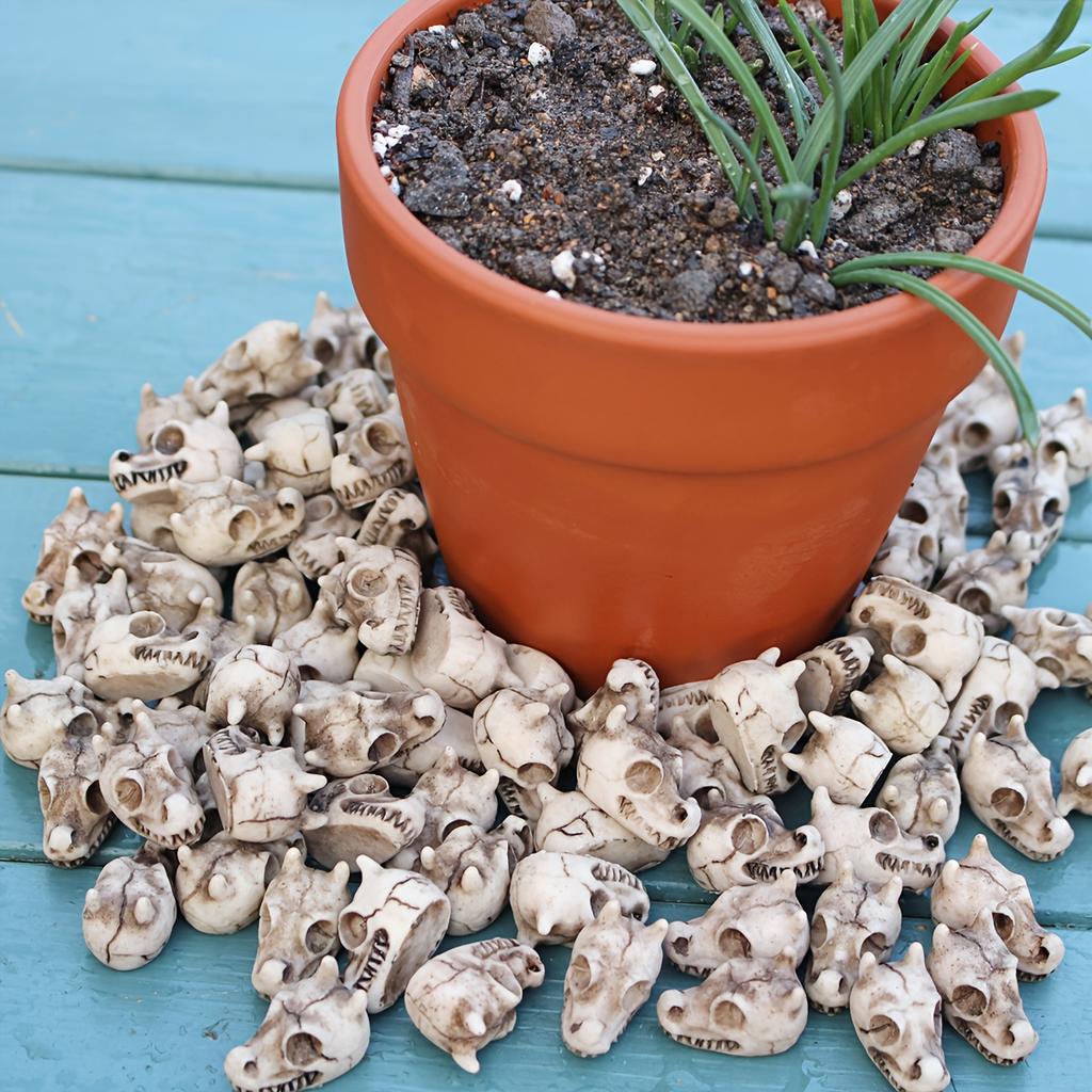20pcs Dragon Head Skull Bonsai Decorative Statues, Cool Garden Decoration Miniatures, Outdoor Fairy World Landscape Decorative Statues