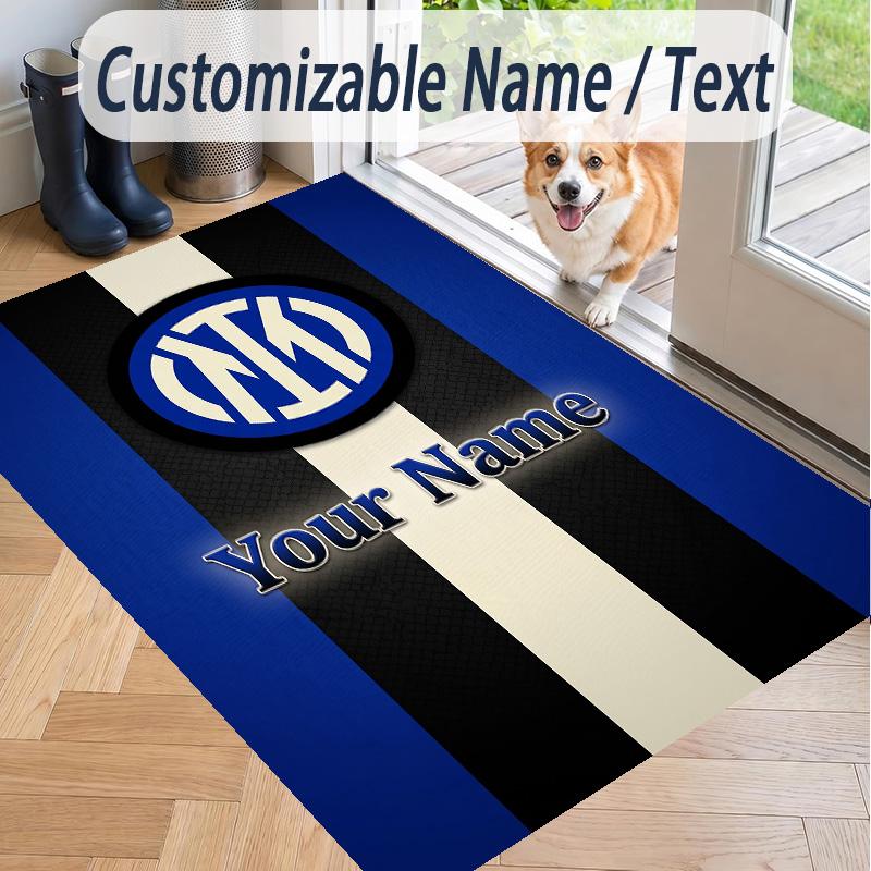 Custom Text Printed Rug Inter Milan Non Slip Floor Carpet For Home Room Decor