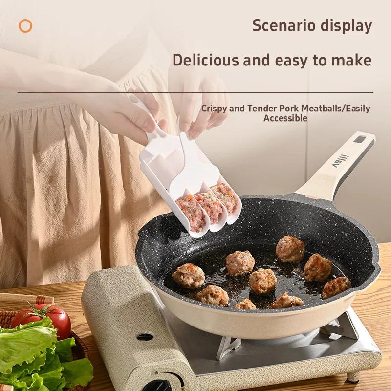 Küchen Dreifach Reis Fleisch Knödel Maschine Fischfleischbällchen Haushalt Form Plastiklöffel Fleischfüllung Verarbeitung Küchenzubehör