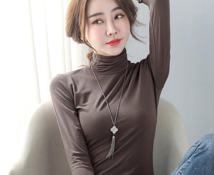 Modal High Neck Turtleneck Base Layer for Women: Elegant Long Sleeve Top for Spring, Autumn, Winter