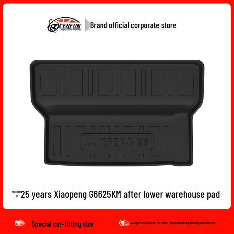 XPeng G6 Car Floor Mats: Wear-Resistant TPE Rear Seat Backrest Pad & Trunk Mat.