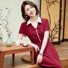 Pasite Summer New Chinese Style Patchwork Lapel Retro Wedding Guest Dress
