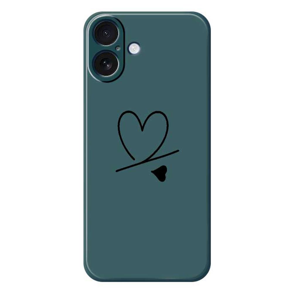 For iPhone 17 Case Black Love Pattern Printing Straight Edge TPU Phone Back Cover