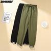 DIMANAF 2025 Rozmiar Plus Wiosna Damskie Spodnie Moda Luźny Patchworkowy Styl Paski Damskie Spodnie Spodnie Zielone 4XL