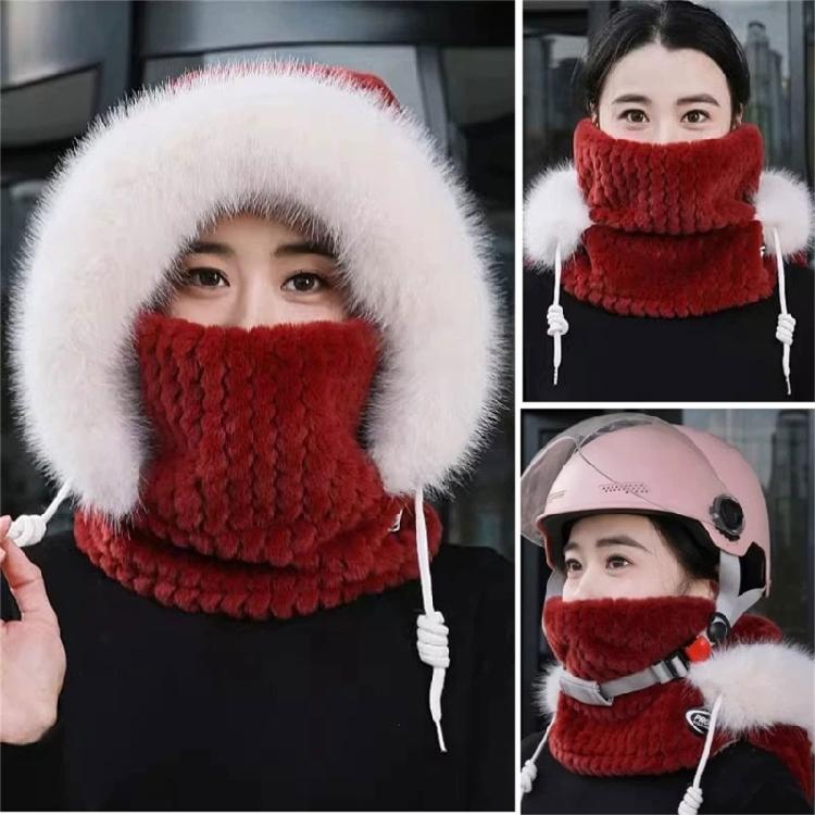 Windproof Fleece Lined Cycling Pullover Hat With Full Face Mask And Ear Protection For Adult Skiing Hiking Camping