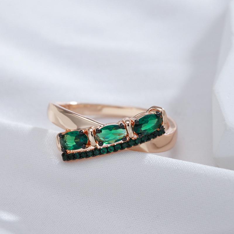 Personality Black Edge Double Dark Green Zircon Geometric Women's Rings Gothic Style Party Daily Jewelry
