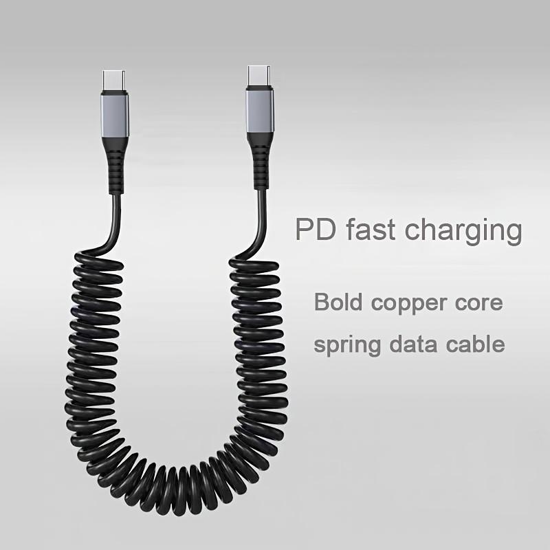 6A Super Fast Charging Type-C To Type-C PD Fast Charging Cable Spring Retractable Mobile Phone Navigation Car Data Car Anti-Freeze Charging Cable