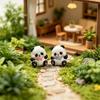 3 Pcs Mini Panda Figurines, Cute Resin Panda Fairy Garden Accessories, Cartoon Tiny Animals Cake Topper for DIY Craft, Aquarium, Car
