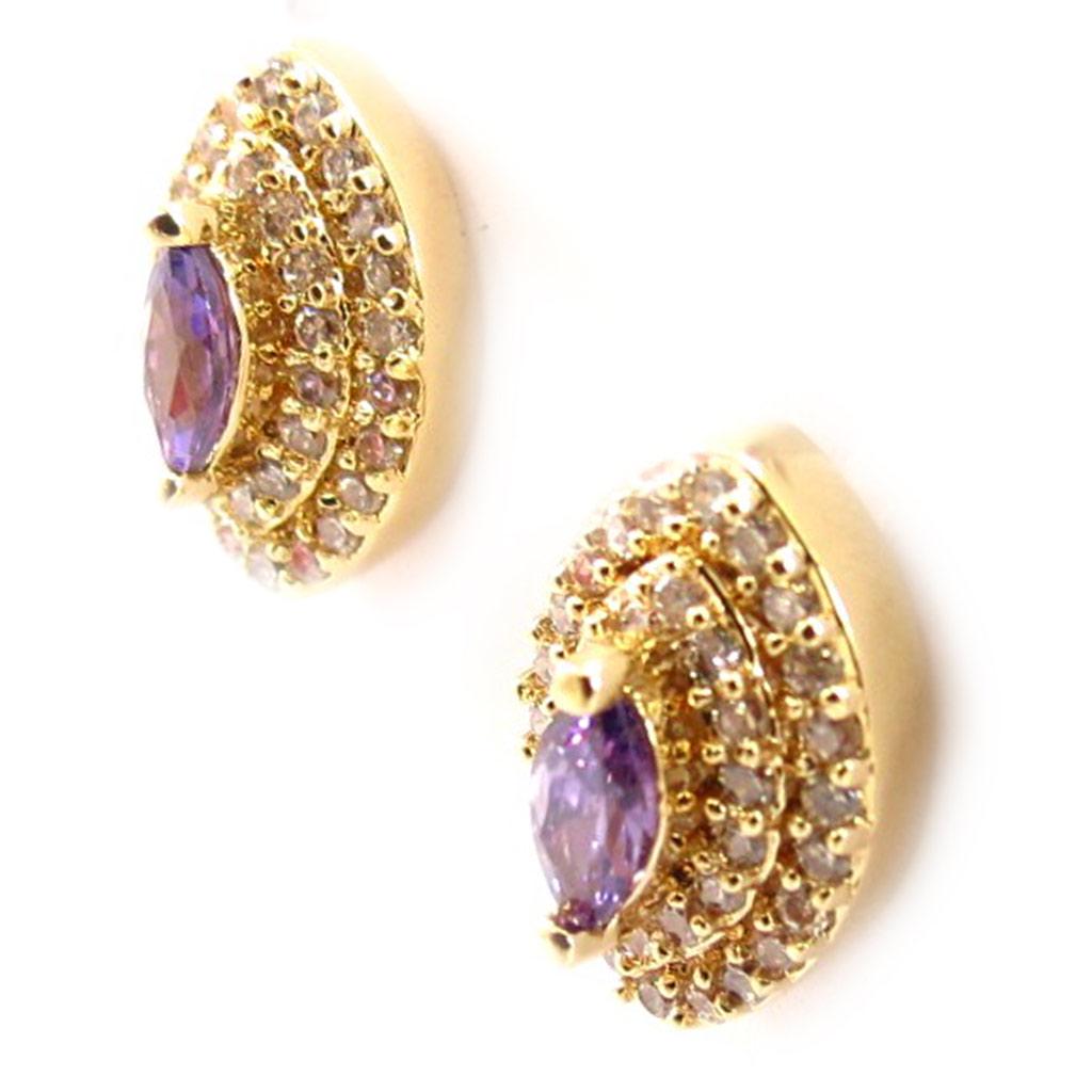 Les Trésors De Lily [K7186] - Boucles Plaqué Or 'Sissi' améthyste doré - 14x8 mm