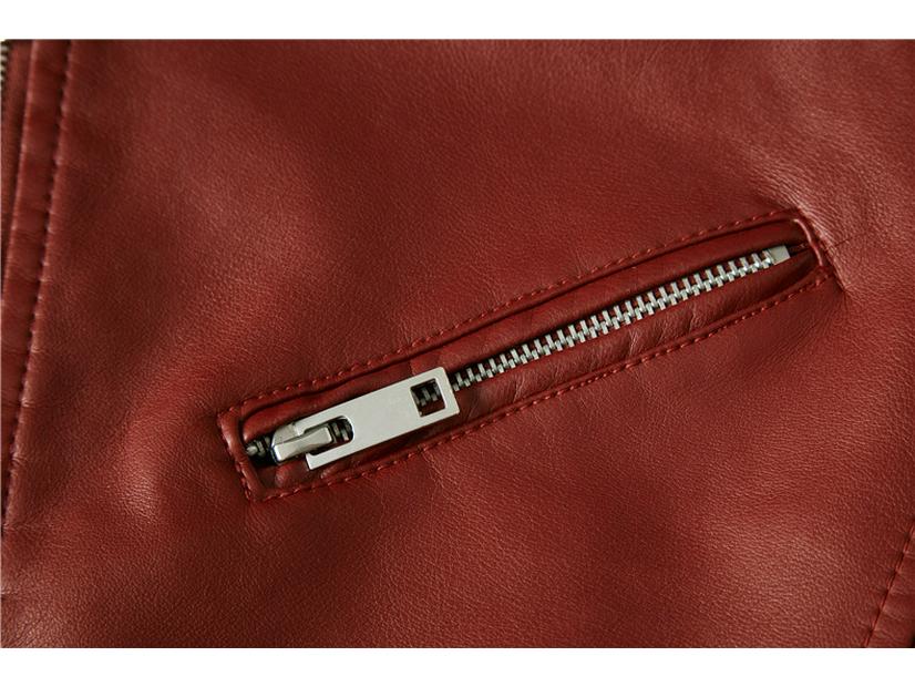 Męska kurtka motocyklowa ze skóry PU - Jednolity kolor, Dostępna w wielu kolorach, Z podszewką z pluszu na jesień i zimę.