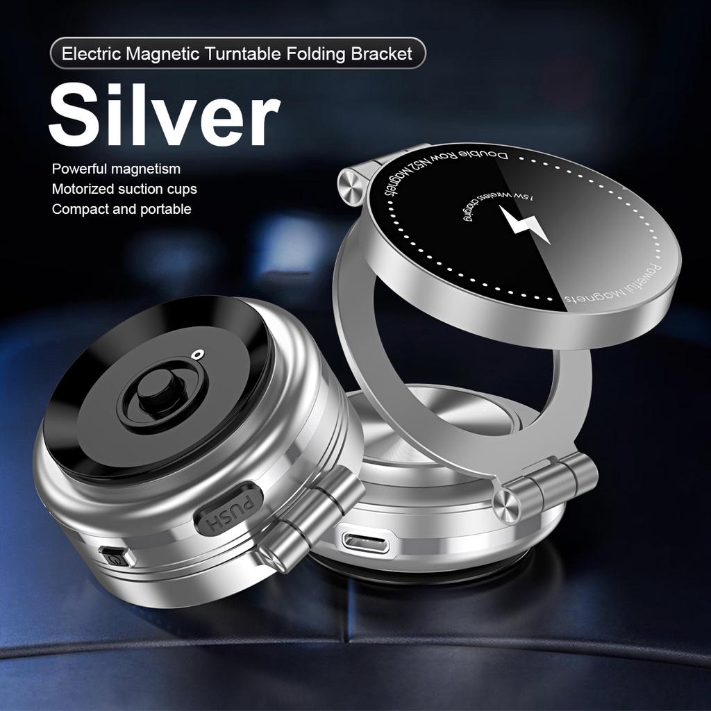 Car Magnetic Vacuum Adsorption Bracket with Wireless Charger 360 degree Rotating Navigation Mobile Phone Holder Car Phone Stand