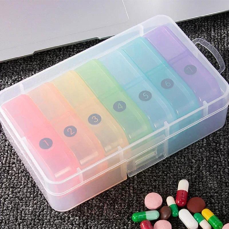 1Pcs Weekly Pill Case Pillbox 7 Days Medicine Tablet Box Portable Travel Drugs Storage Organizer Secret Compartments Pill Box