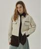 Magoodgan Bethany 5654 Contrast Collar Cotton Cream Crop Jacket