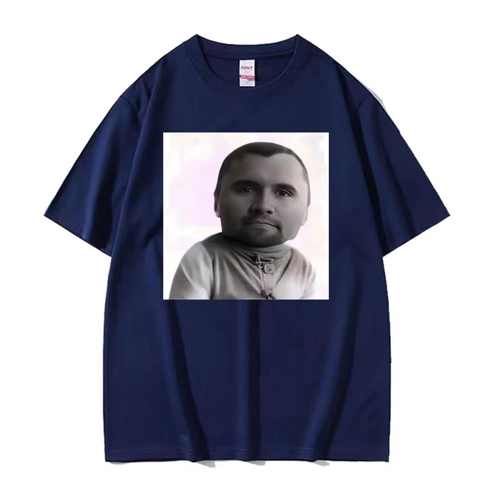 Porträt Meme Print T-Shirt Unisex Lustiges Internet-Meme Quadratisches Foto Grafik Rundhals Kurzarm Weiche Baumwolle Humor Lässige Oberteile