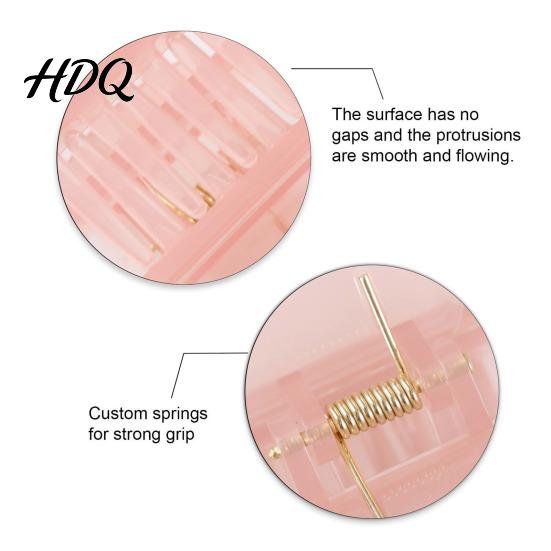 Square Hair Clip Hollow Design Claw Semi-Transparent Back Head Shark Elastic Spring Claw with Anti-Slip Teeth And Thick for Medium-Long