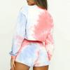 Women 2PC Casual Tie-Dye Sweatshirt Set Long Sleeve Top Drawstring Pants Sets