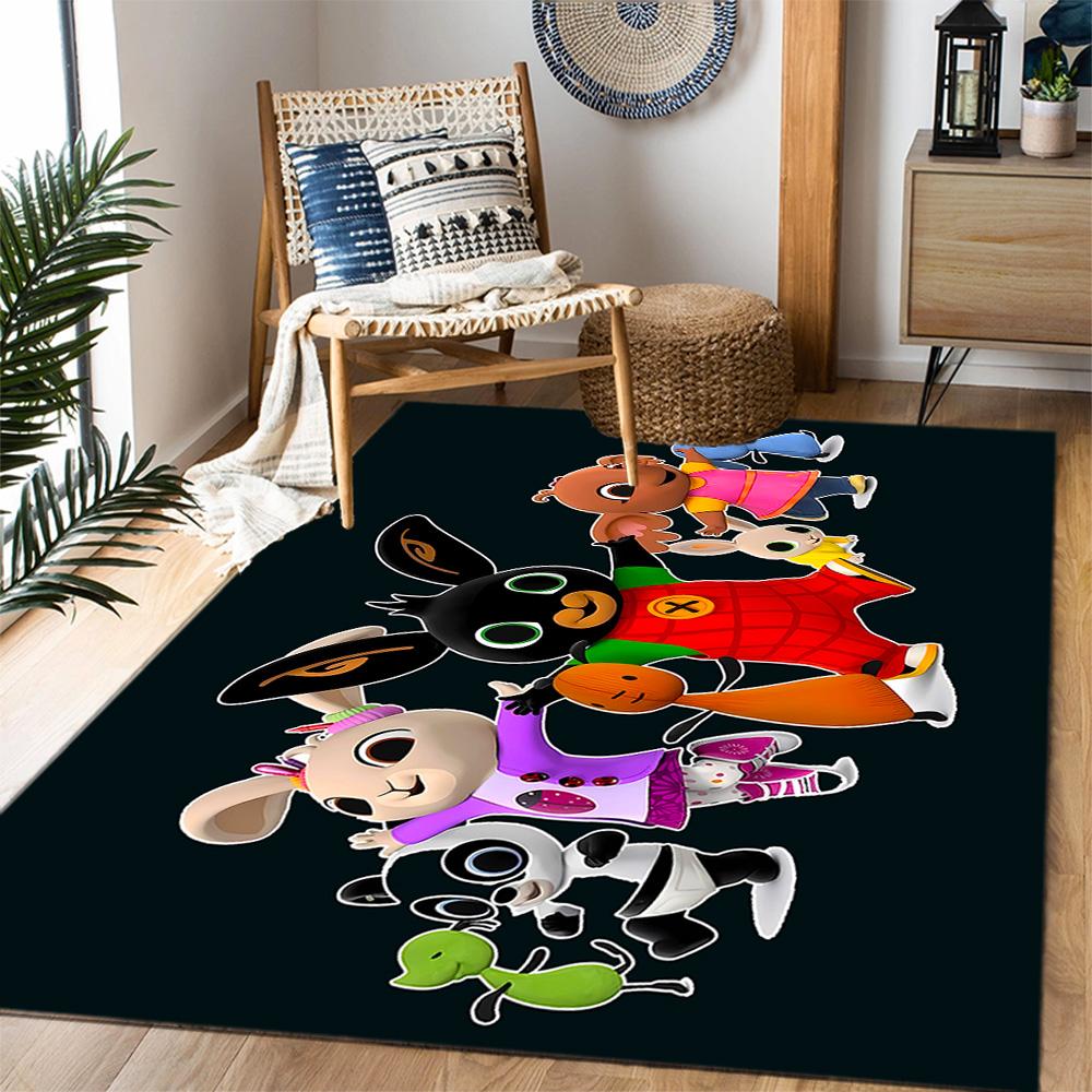 Bing's Birthday Celebration Themed Anti-Slip Rugs - Polyester Home Decor, Suitable for Bedrooms, Living Rooms, Doorways, Studios, and Decorations