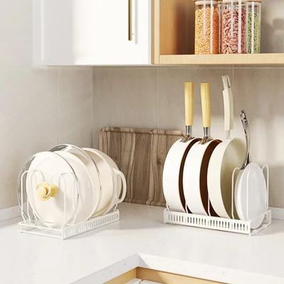 Pot Rack Bowl and Plate Storage Rack Expandable Pans Storage Rack with 7/10 Adjustable Compartments Kitchen Cabinet Storage Rack