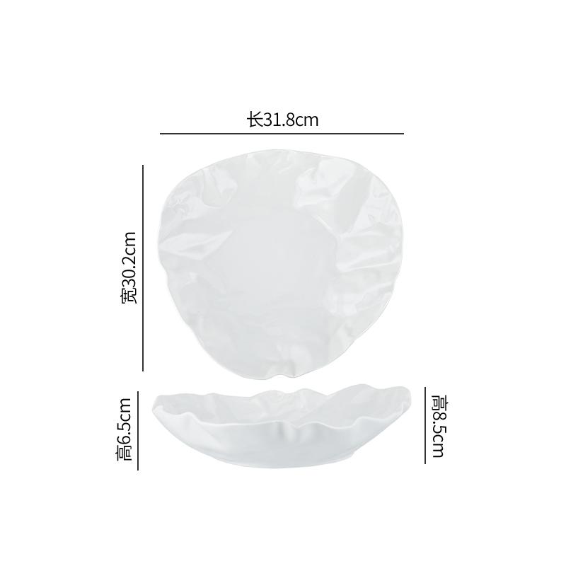 Fold Texture Ceramic Salad Plate Solid Color Irregular Dessert Dish Vegetable Plate Sashimi Plates Restaurant Creative Tableware