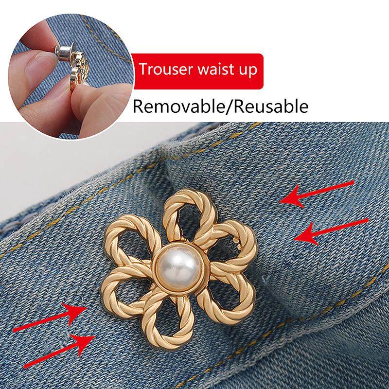 Reusable Detachable Waistband Flower Buttons Tool Jeans Waist Buckle Adjustment Button For Pants Jeans Waist Clip