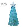 12/15/20CM Seaglass Christmas Tree Decoration Blue Green Sea Glass Starfish Shell Ocean-themed Xmas Tree Figurine Holiday Resin Tree Desktop Ornament