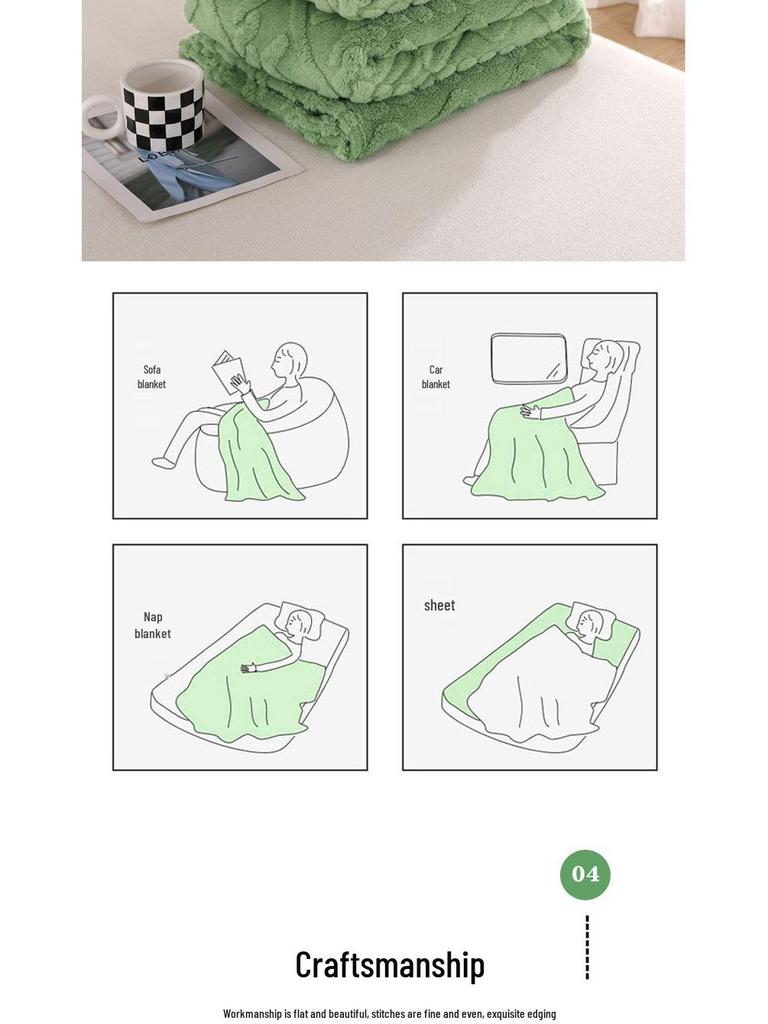 Nordic Solid Color Faux Fur Lambswool Flannel Blanket