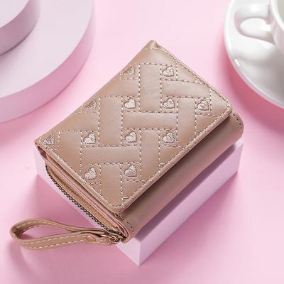 Wallet Women's Short Style 2024 Summer New Style Versatile Premium Embroidered Love Small Wallet Women