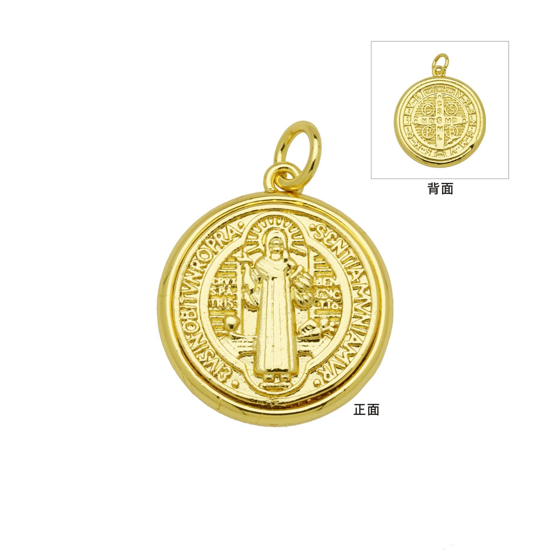 

3D Relief Father Jesus Two-Color Electroplated Necklace Pendant Angel Double-Screen Simple Pendant