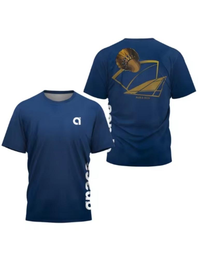 Summer 3D Printed Men's Round Neck Sports T-shirt Badminton Game Quick Drying T-shirt Table Tennis Outdoor Loose Sports Short Sleeve