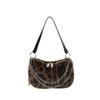 Autumn and winter new personalized leopard print plush contrasting women's tote bag exquisite versatile chain shoulder messenger bag