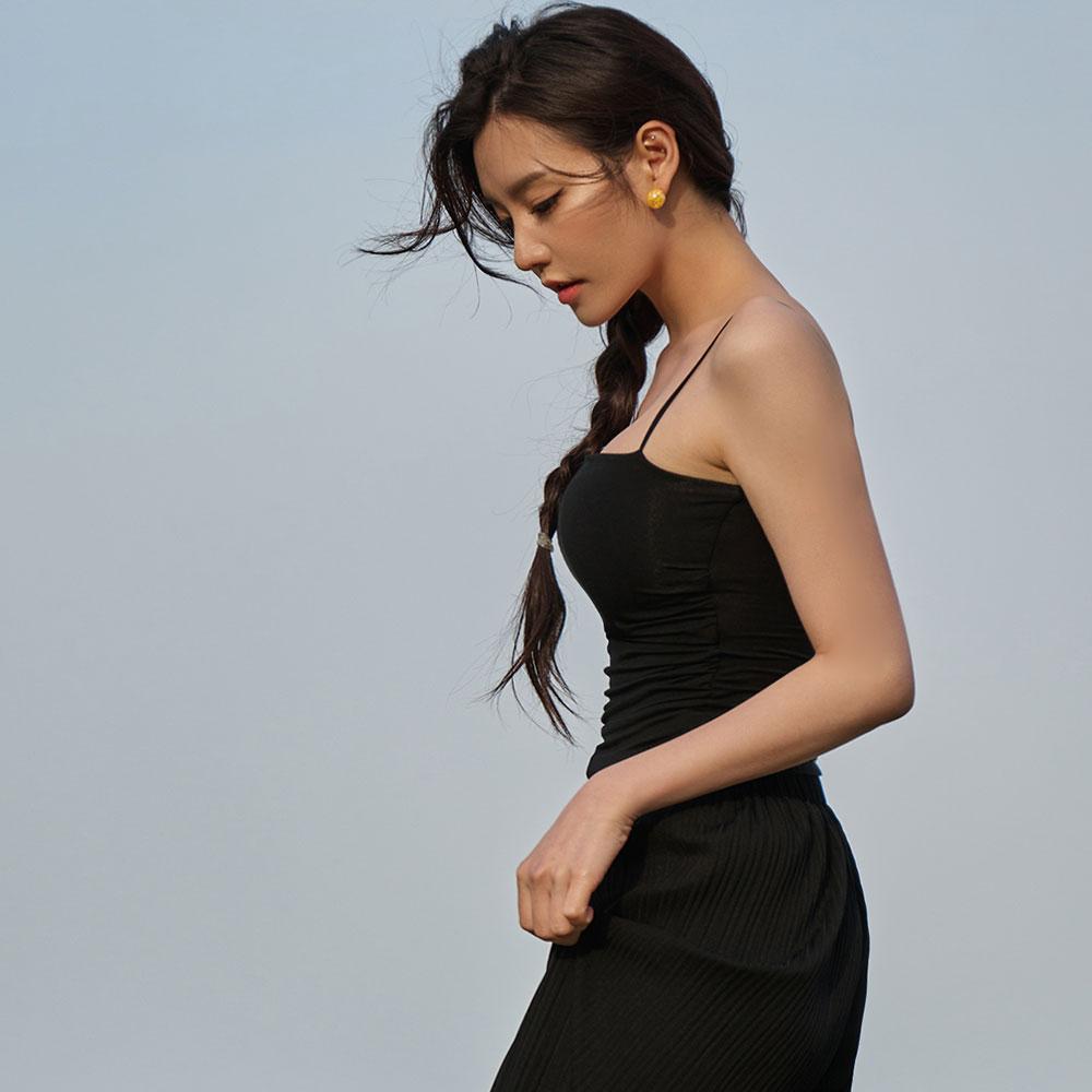 Wikeunain Tube Top Shirred Sleeveless 2 Colors