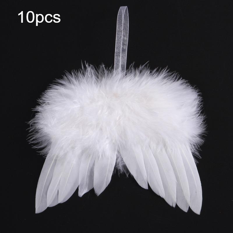 

10pcs White Angel Wings Ornaments - Elegant Feather-like Design, Easy Hanging Loop for Christmas Tree,Christmas Tree Ornament