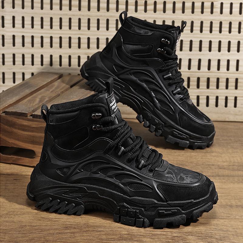 Fashion 2024 New Autumn Winter High-top Men Boots Thick-soled Casual Outdoor Work Cowboy Boots Fashionable Retro  Platform Men Shoes
