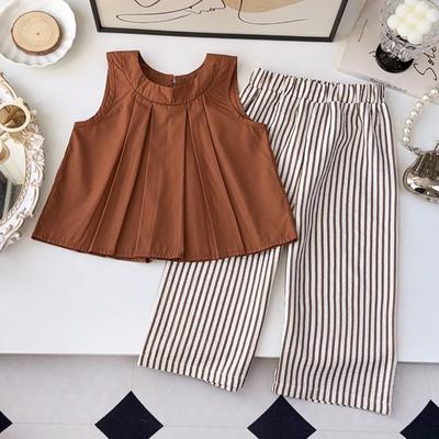 Girls' Wide-Leg Pants Set Summer New Children's Casual Summer Outfit Korean Style Girls' Vest Top Two-Piece Set