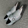 Gold Shoes for Men Wedding Loafers Pointed Toe Buckle Strap Silver Shoes for Men with  Size 38-44