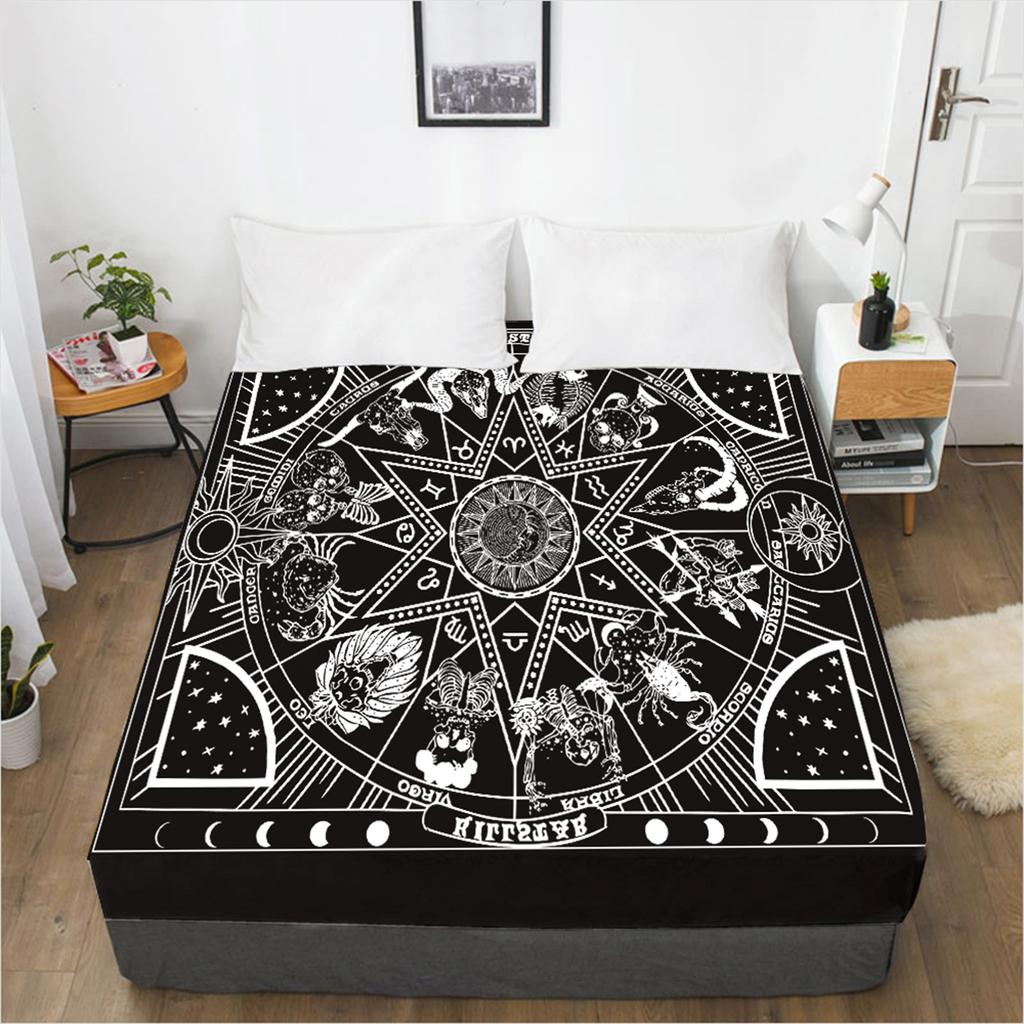 Fashion Home Textile 3D Printing Pattern Bed Sheet Mattress Cover Elastic Band Bed Sheet Bedding