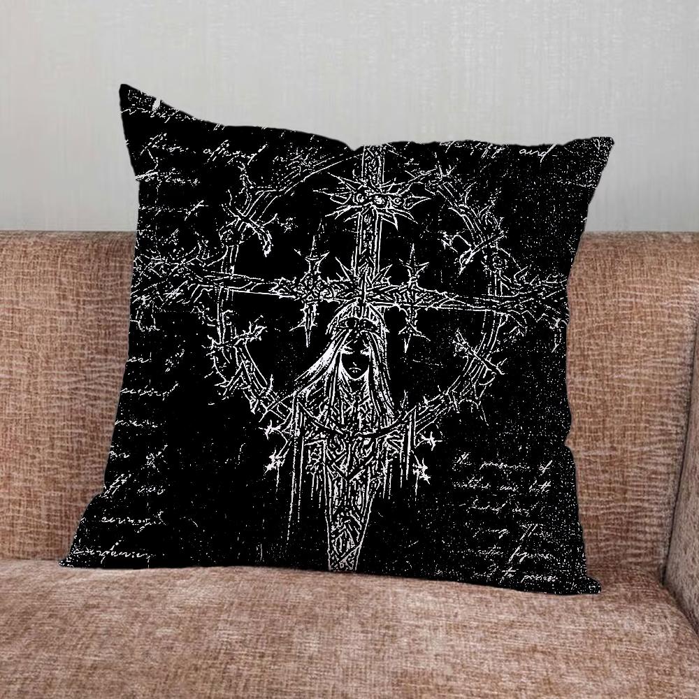 Cyber Sigil Cross Goth Pillow Case For Home Bedroom Car Office Decoration Living Room Sofa Cushion Cover Suitable