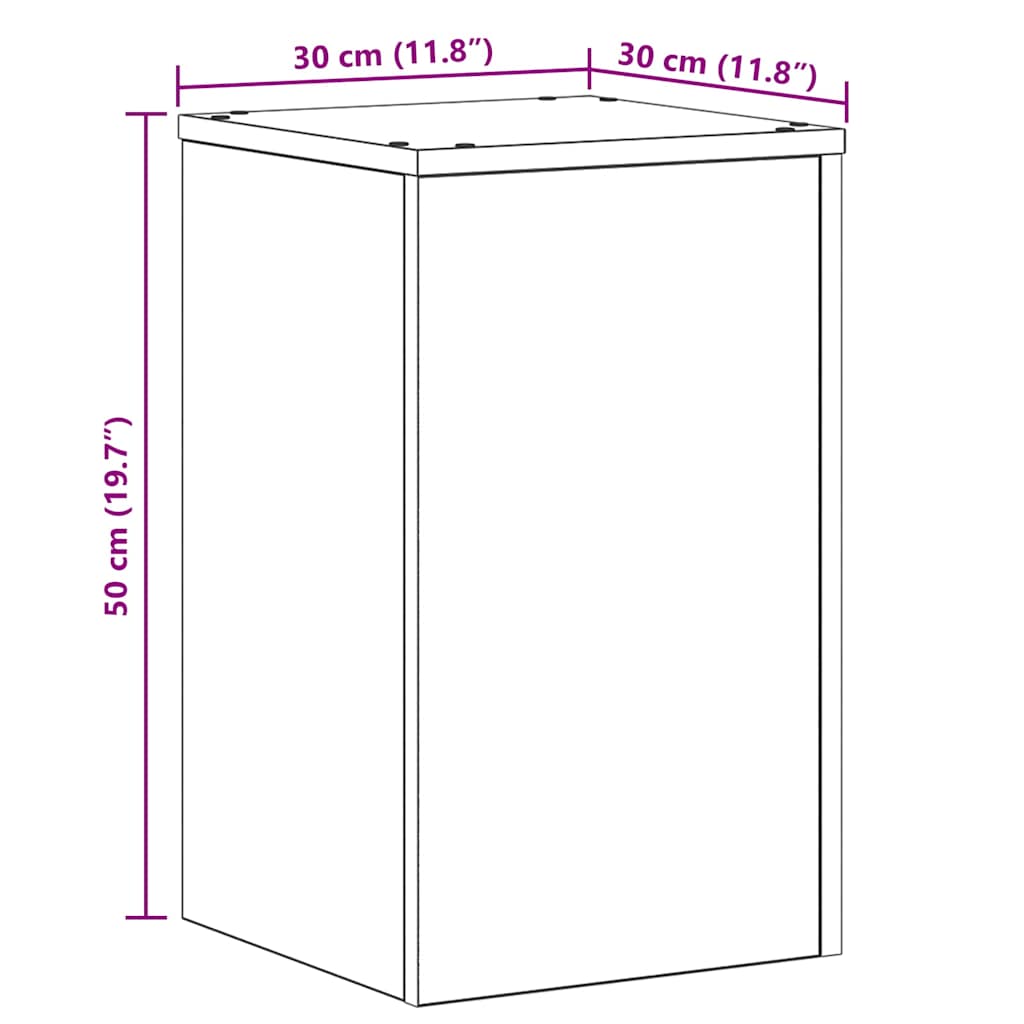Plant Stand 2 Pcs Black Oak Look 30 X 30 X 50 Cm
