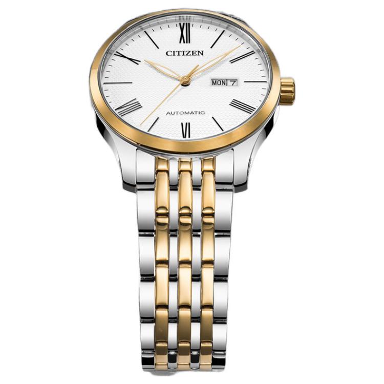 Citizen Classic Mechanical Gold Watch Automatic Mechanical Movement Stainless Steel Strap Mens Watch White Dial Men watches NH8354-58A