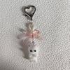 Handmade Bowknot Keychain Bear Cat Pendant Keyring Fashionable Bows Phone Lanyard Ornament Accessory for Keys Bag Purse