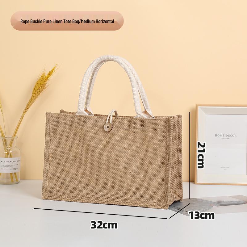 Custom Logo Hand-Painted Tote: Jute, Canvas, Cotton & Linen Handbag, Burlap DIY Lunch Box Bag