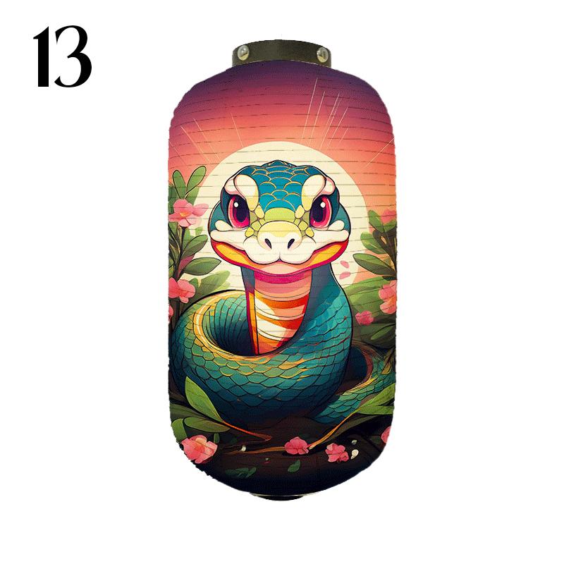 Japanese Style Cloth Lantern New Year Festival Mascots Zodiac Snake Printed Lantern Sushi Shop Bistro Restaurant Decor Ornaments