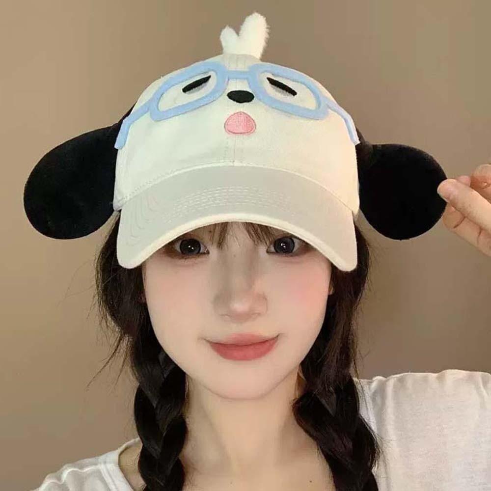 Adjustable Eyewear Puppy Cap Breathable Cartoon Peaked Cap Fashion Puppy Hat with Big Ears  Daily