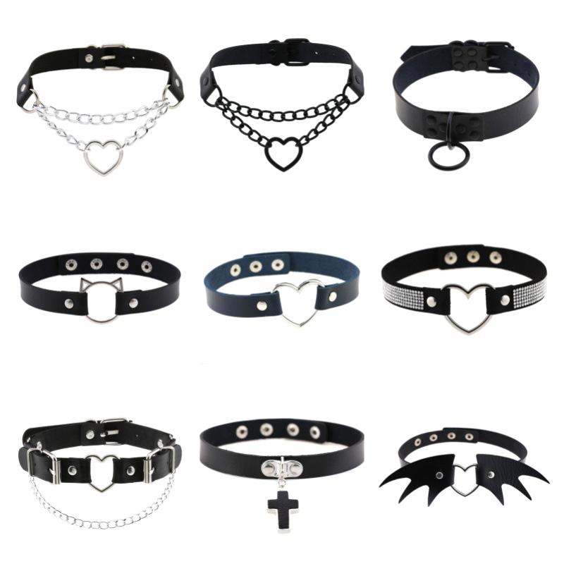 Černý Kožený Řetízek na Klíční Kost Choker Náhrdelník Tenký Pu Vintage Pro Ženy Goth Smyslné Šperky Pro Ženy Dárek